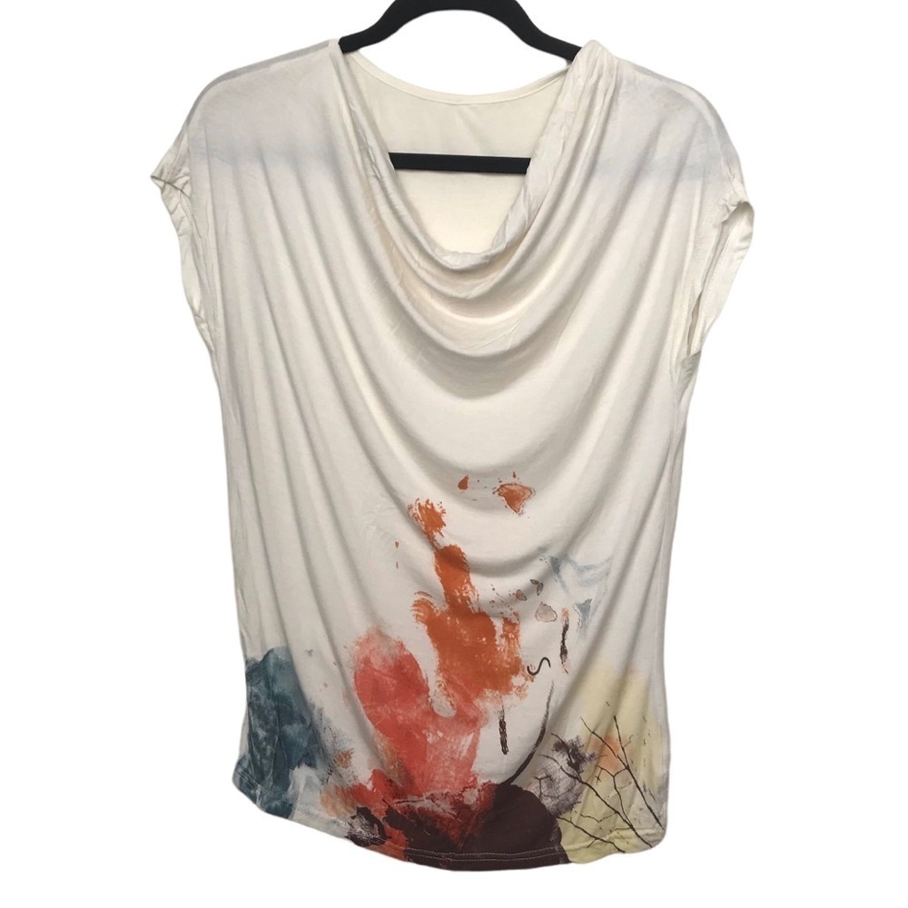 Unbranded Beige Cowl Neck Tee T Shirt Medium